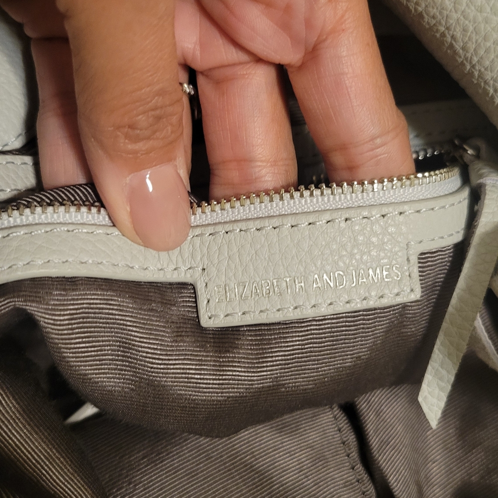 Elizabeth & James Soft Pebbled Leather Tote Bag in Light Gray - Picture 5 of 7